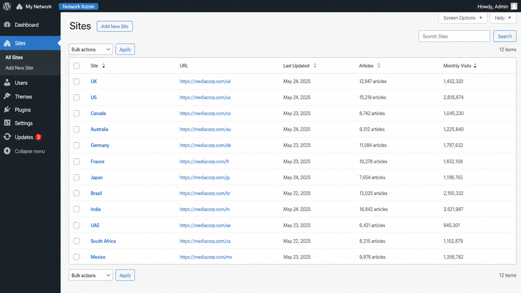 WordPress Multisite Portal